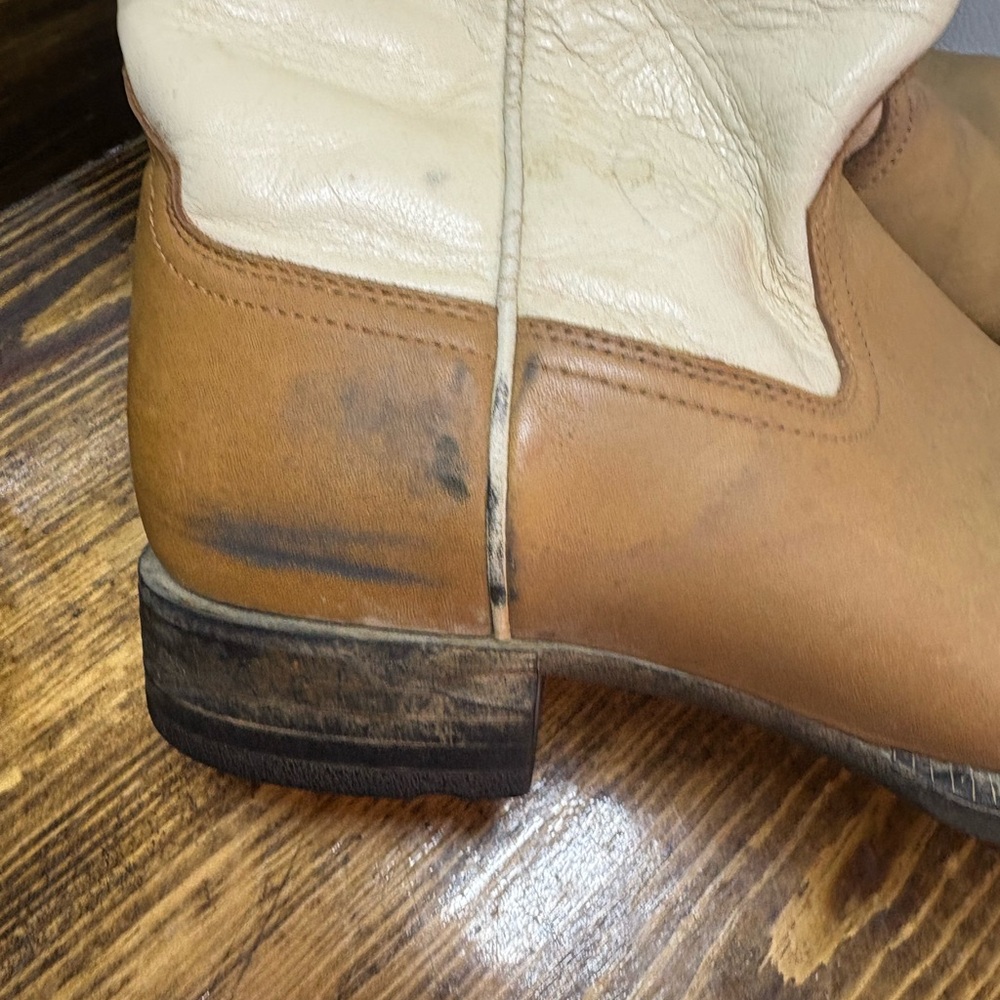 Ariat Tan‎ And Cream Cowboy Boots Size 7.5 B - Picture 4 of 9